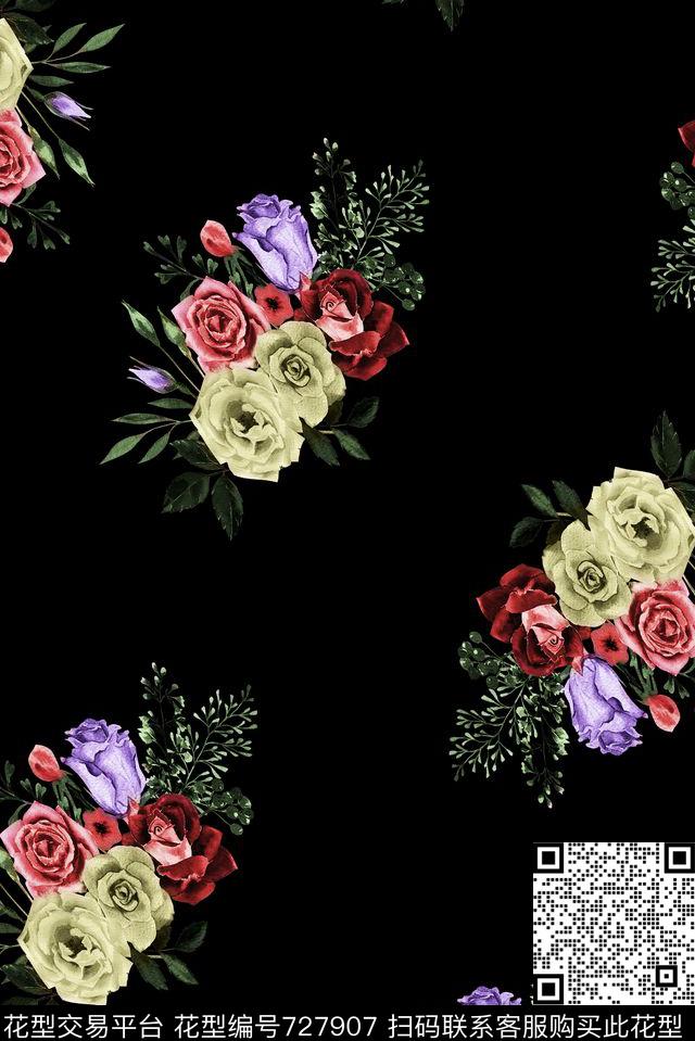 手绘花卉植物沙发布.jpg - 727907 - 手绘 花卉 植物 - 数码印花花型 － 女装花型设计 － 瓦栏