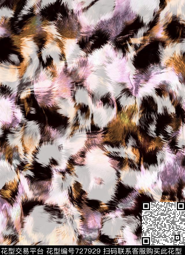 印象豹纹 - 727929 - 毛织 真毛感 动物纹 - 数码印花花型 － 女装花型设计 － 瓦栏
