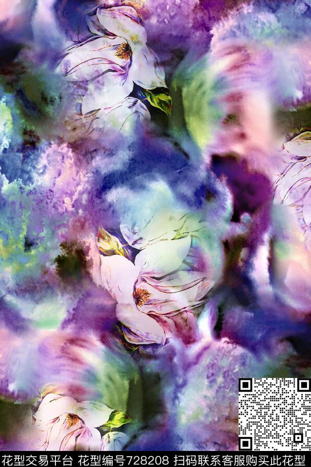 抽象肌理.jpg - 728208 - 抽象 肌理 花卉 - 数码印花花型 － 女装花型设计 － 瓦栏