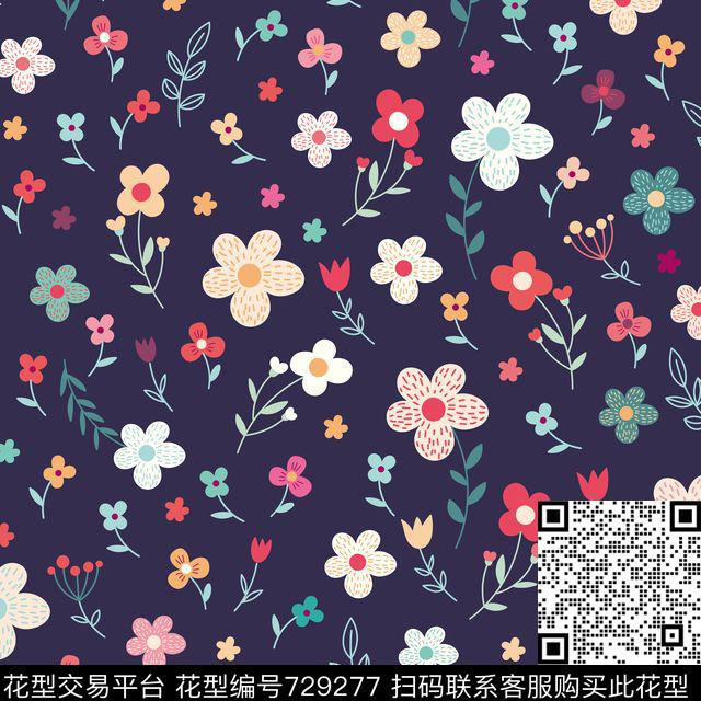 手绘花传统印花花型下载（图片编号: 729277） - 瓦栏（Walan）