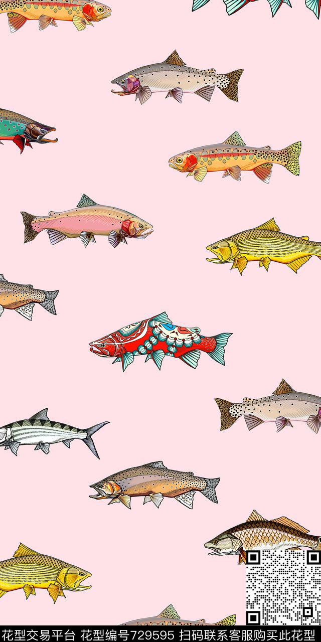 3.jpg - 729595 - 动物 热带鱼 鱼 - 数码印花花型 － 女装花型设计 － 瓦栏