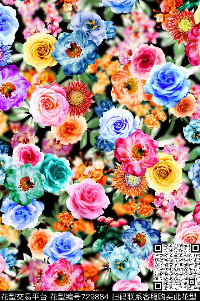 Morning-100216=LSN.tif - 729884 - 花卉 牡丹 朦胧底纹 - 数码印花花型 － 女装花型设计 － 瓦栏