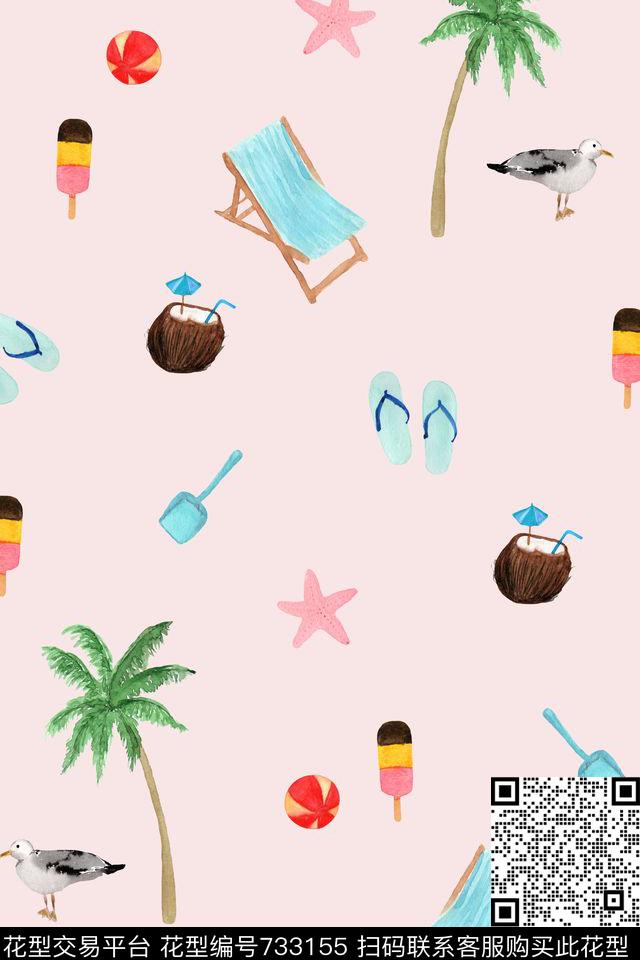 2016110101.jpg - 733155 - 夏日沙滩 趣味 热带 - 数码印花花型 － 童装花型设计 － 瓦栏