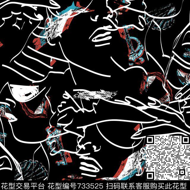 三本.jpg - 733525 - 线条 鲸鱼 彩色 - 传统印花花型 － 方巾花型设计 － 瓦栏