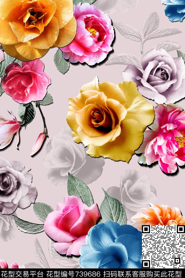 Morning-21916-LJM..jpg - 739686 - 花卉 3D花 隐花 - 数码印花花型 － 沙发布花型设计 － 瓦栏
