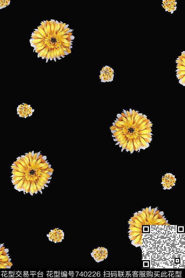 花朵花卉小菊花数码印花花型下载（图片编号: 740226） - 瓦栏（Walan）