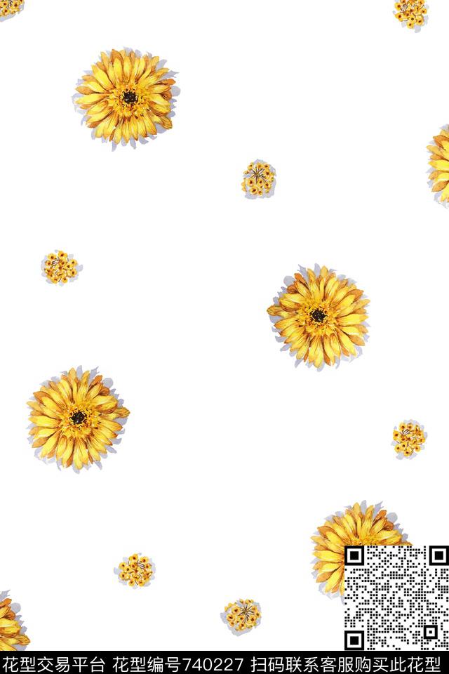 花朵花卉小菊花数码印花花型下载（图片编号: 740227） - 瓦栏（Walan）