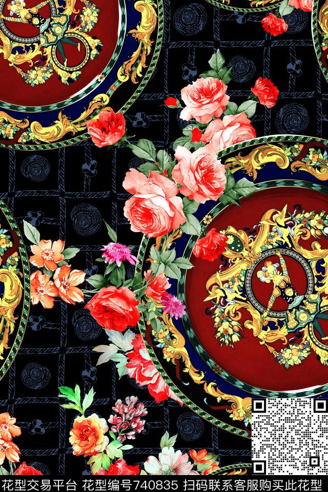 YD00060044-01.jpg - 740835 - 巴洛克 瓷器 民族风 - 数码印花花型 － 女装花型设计 － 瓦栏