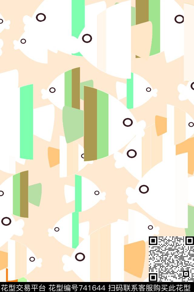 泳装鱼热带传统印花花型下载（图片编号: 741644） - 瓦栏（Walan）