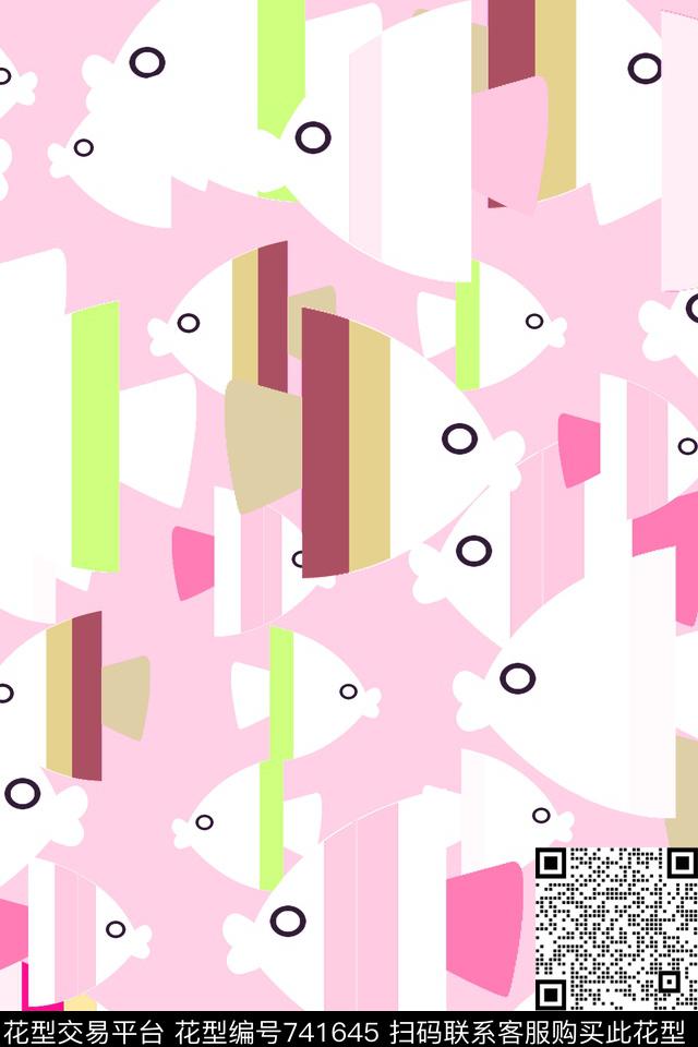泳装鱼热带传统印花花型下载（图片编号: 741645） - 瓦栏（Walan）