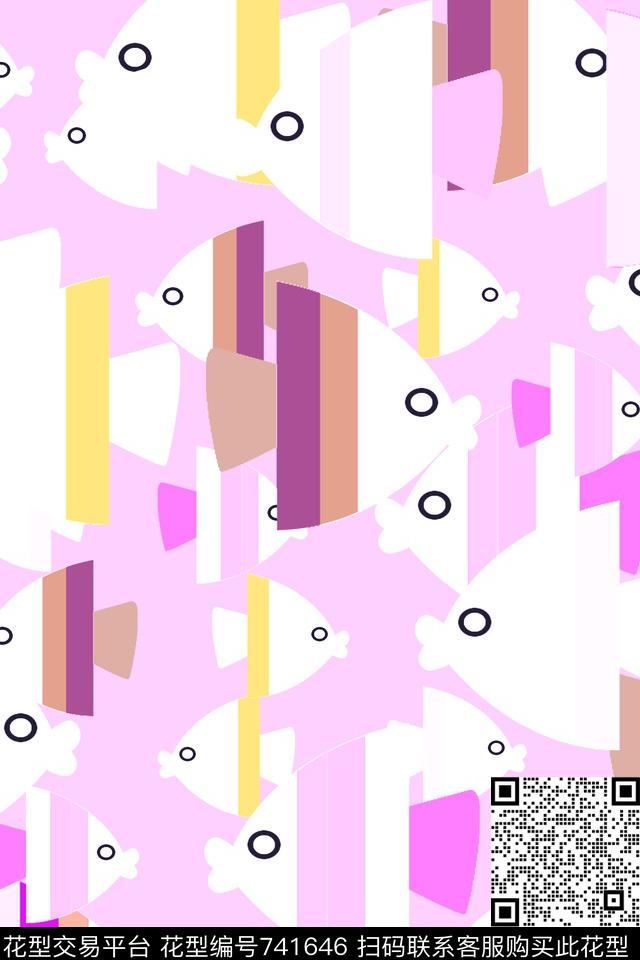 泳装鱼热带传统印花花型下载（图片编号: 741646） - 瓦栏（Walan）