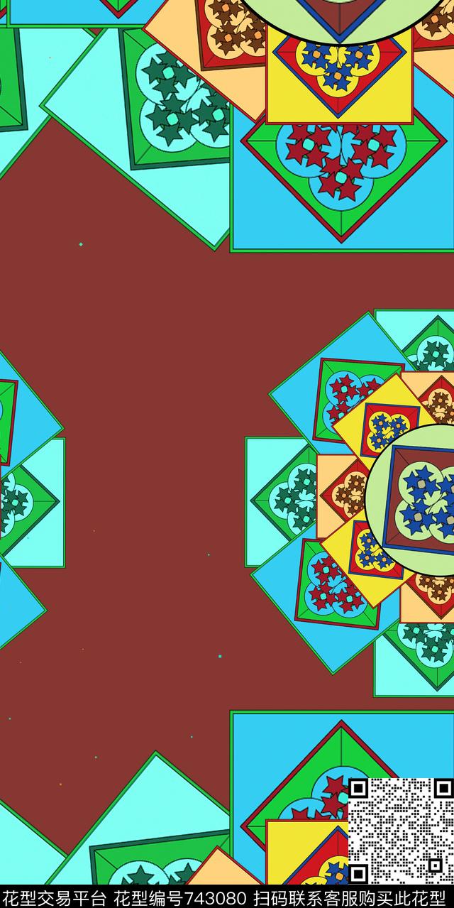 传统图案5.jpg - 743080 - 五角星 几何 传统图案 - 数码印花花型 － 箱包花型设计 － 瓦栏