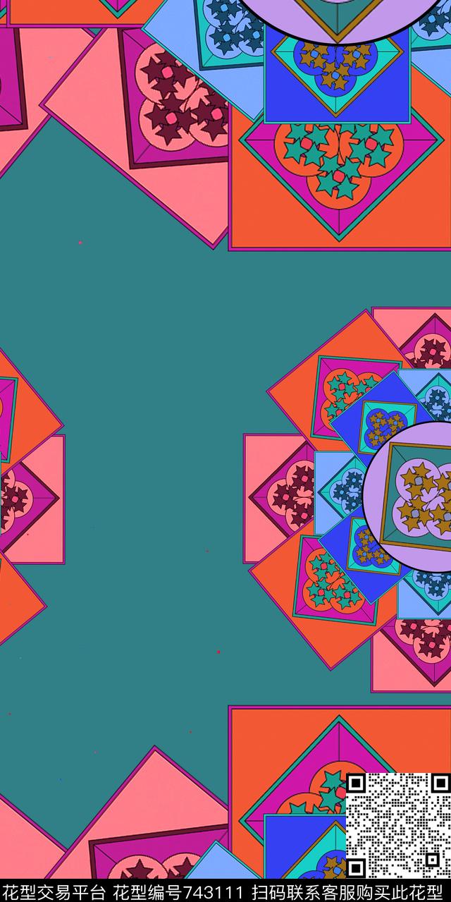 传统图案6.jpg - 743111 - 五角星 几何 传统图案 - 数码印花花型 － 箱包花型设计 － 瓦栏