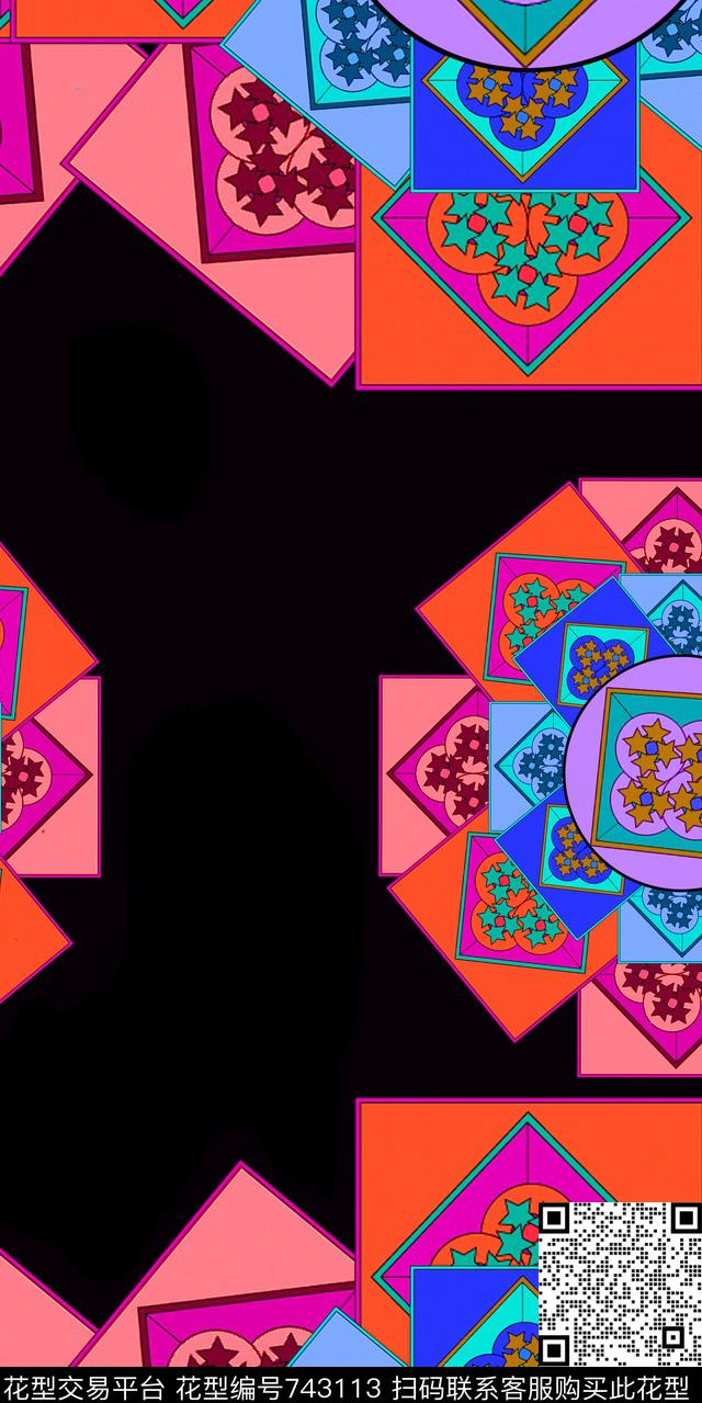 传统图案8.jpg - 743113 - 五角星 几何 传统图案 - 数码印花花型 － 箱包花型设计 － 瓦栏