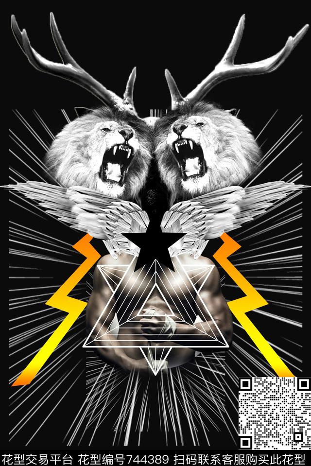 几何分割男装数码印花花型下载（图片编号: 744389） - 瓦栏（Walan）