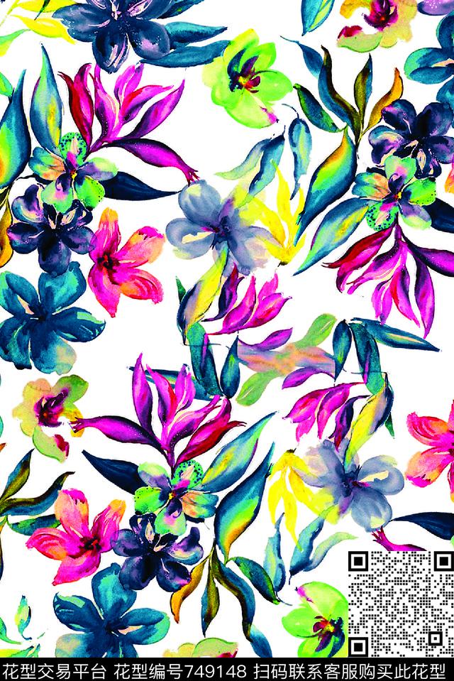 psxx213-1.jpg - 749148 - 乱花 花卉 花朵 - 数码印花花型 － 女装花型设计 － 瓦栏