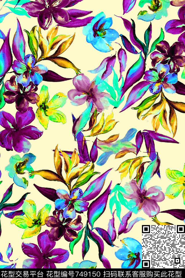 psxx213-3.jpg - 749150 - 乱花 花卉 花朵 - 数码印花花型 － 女装花型设计 － 瓦栏
