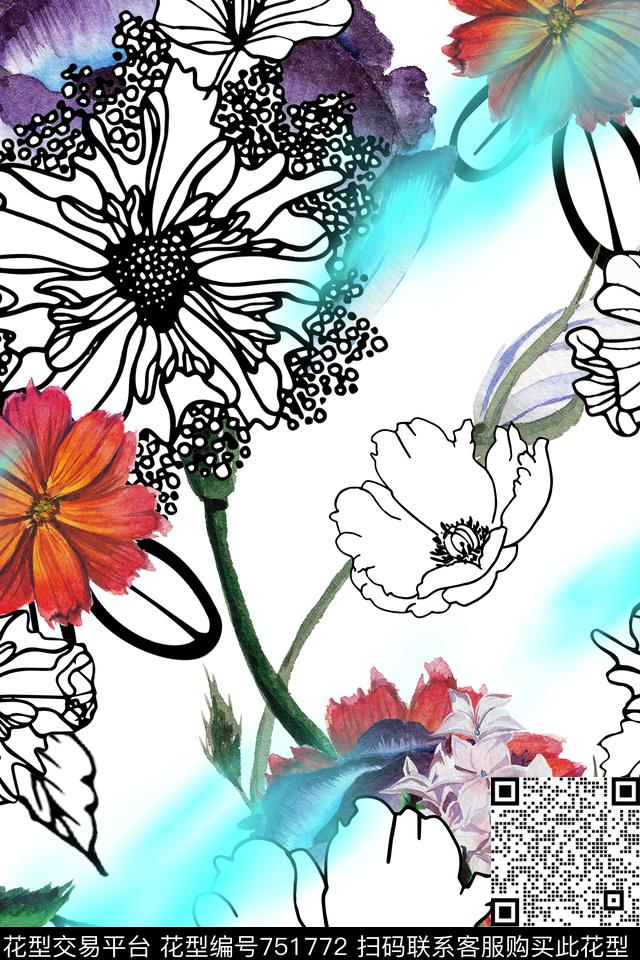 圈圈1.jpg - 751772 - 雏菊 花朵 花卉 - 数码印花花型 － 箱包花型设计 － 瓦栏