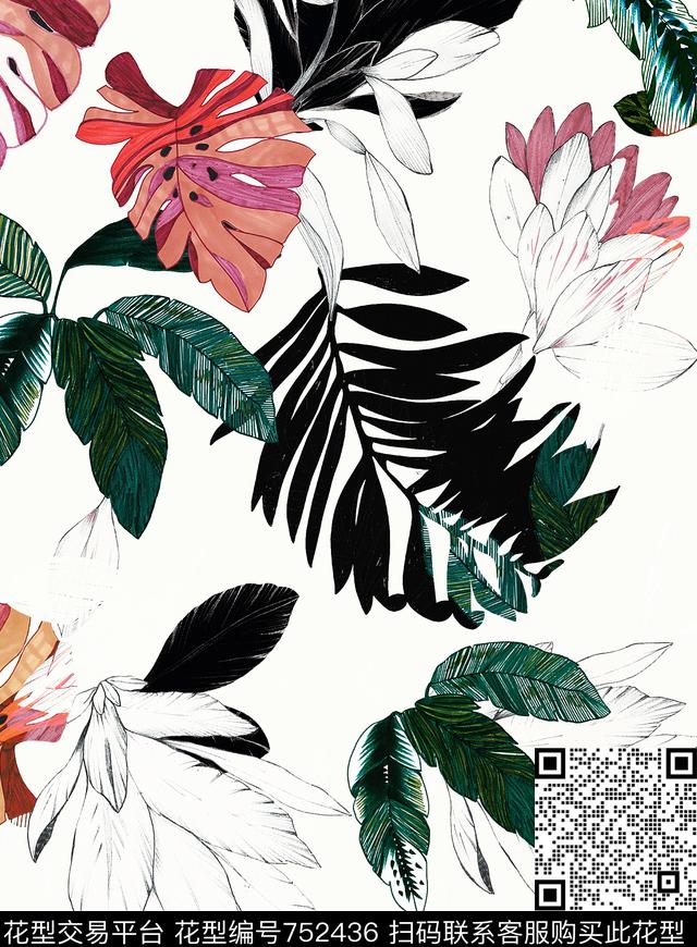花版01.tif - 752436 - 创意 抽象花卉 花卉植物 - 数码印花花型 － 女装花型设计 － 瓦栏