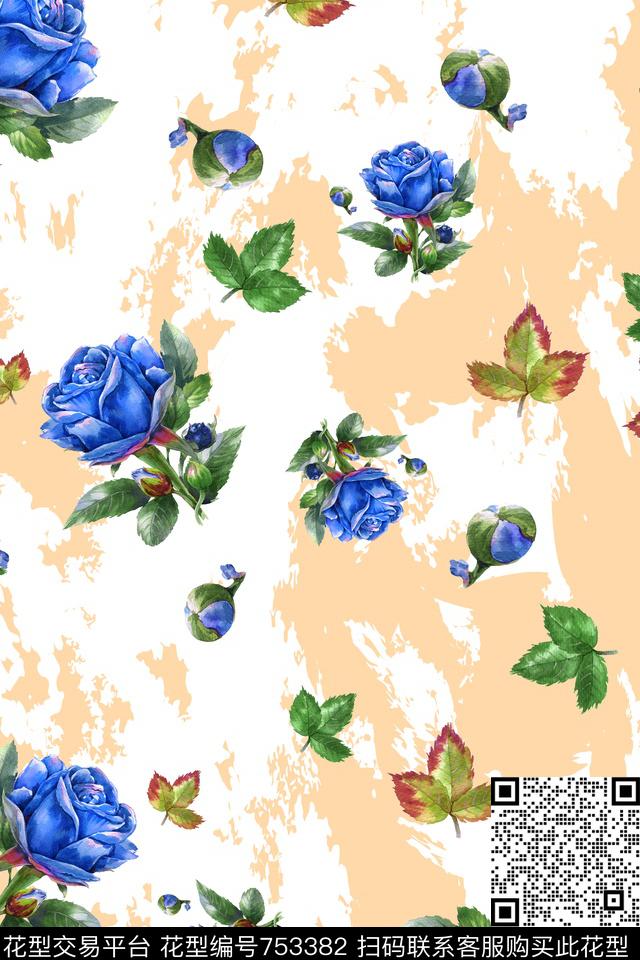 W56-1.jpg - 753382 - 欧式复古玫瑰花 壁纸墙纸沙发布艺 桌布窗帘印花花型 - 数码印花花型 － 女装花型设计 － 瓦栏
