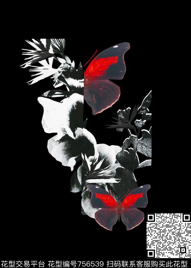 胸花图案大牌风胸前独幅数码印花花型下载（图片编号: 756539） - 瓦栏（Walan）