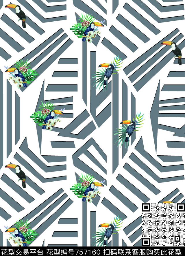 胸花图案大牌风胸前独幅数码印花花型下载（图片编号: 757160） - 瓦栏（Walan）