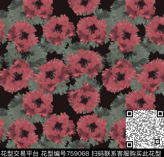 肌理花卉.jpg - 759068 - 大花 花朵 花卉 - 数码印花花型 － 女装花型设计 － 瓦栏