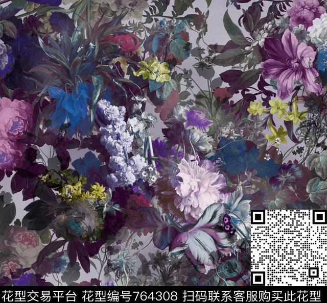 肌理水墨笔触数码印花花型下载（图片编号: 764308） - 瓦栏（Walan）