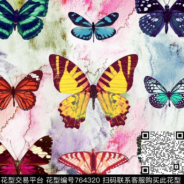 肌理水墨笔触数码印花花型下载（图片编号: 764320） - 瓦栏（Walan）