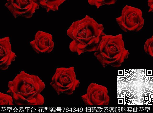 玫瑰玫瑰.jpg - 764349 - 肌理 花卉 花朵 - 数码印花花型 － 女装花型设计 － 瓦栏