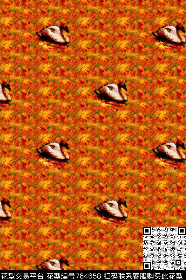 12.23-1.jpg - 764658 - 动物 天鹅 油画 - 数码印花花型 － 女装花型设计 － 瓦栏