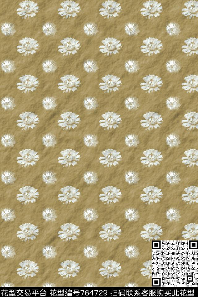 雏菊花卉文理数码印花花型下载（图片编号: 764729） - 瓦栏（Walan）