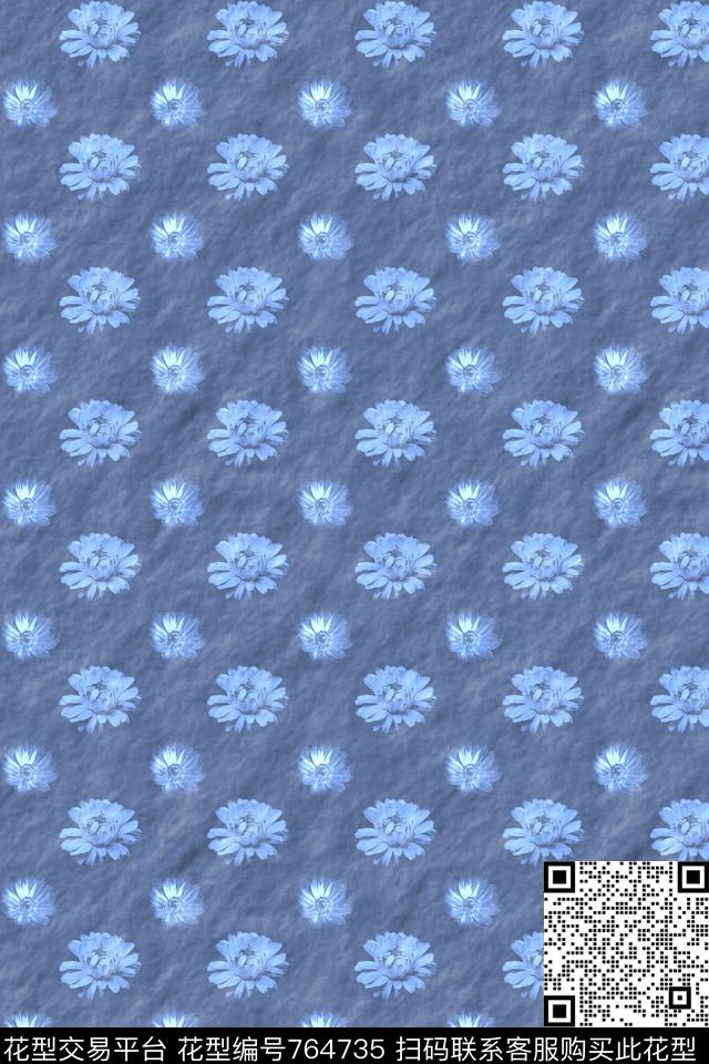 雏菊花卉文理数码印花花型下载（图片编号: 764735） - 瓦栏（Walan）