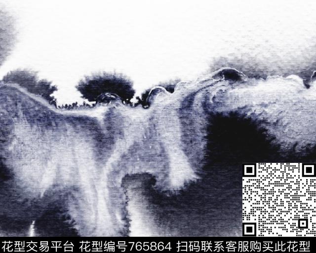 笔刷泼墨油墨数码印花花型下载（图片编号: 765864） - 瓦栏（Walan）