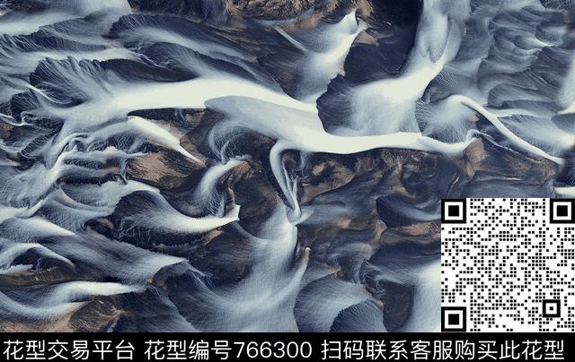 冬季雪山冰岛数码印花花型下载（图片编号: 766300） - 瓦栏（Walan）