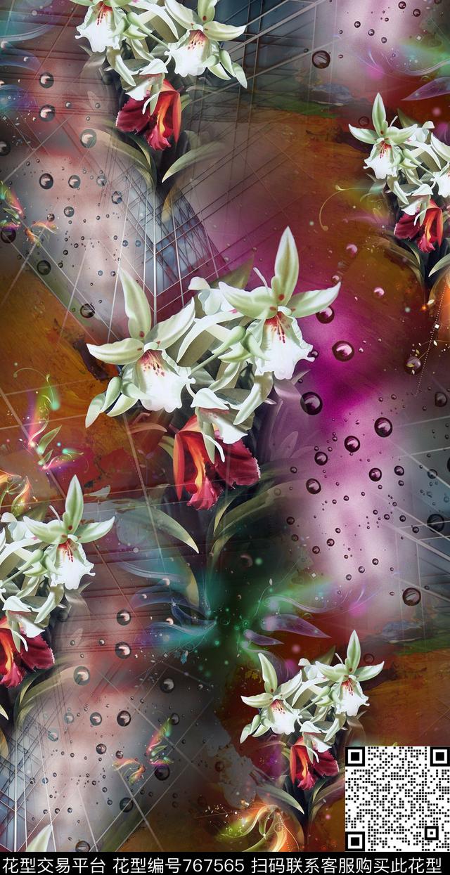 LZY134.jpg - 767565 - 花朵 花卉 热带 - 数码印花花型 － 女装花型设计 － 瓦栏
