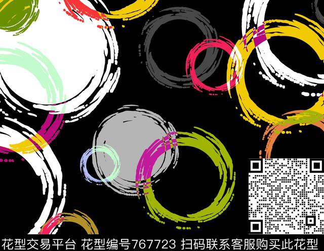 圆圈圆形三角形数码印花花型下载（图片编号: 767723） - 瓦栏（Walan）