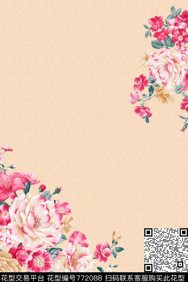 111.jpg - 772088 - 印花 花朵 花卉 - 传统印花花型 － 女装花型设计 － 瓦栏