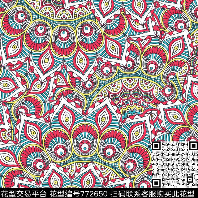 2016123002.jpg - 772650 - 地毯 部落 中国风 - 传统印花花型 － 方巾花型设计 － 瓦栏