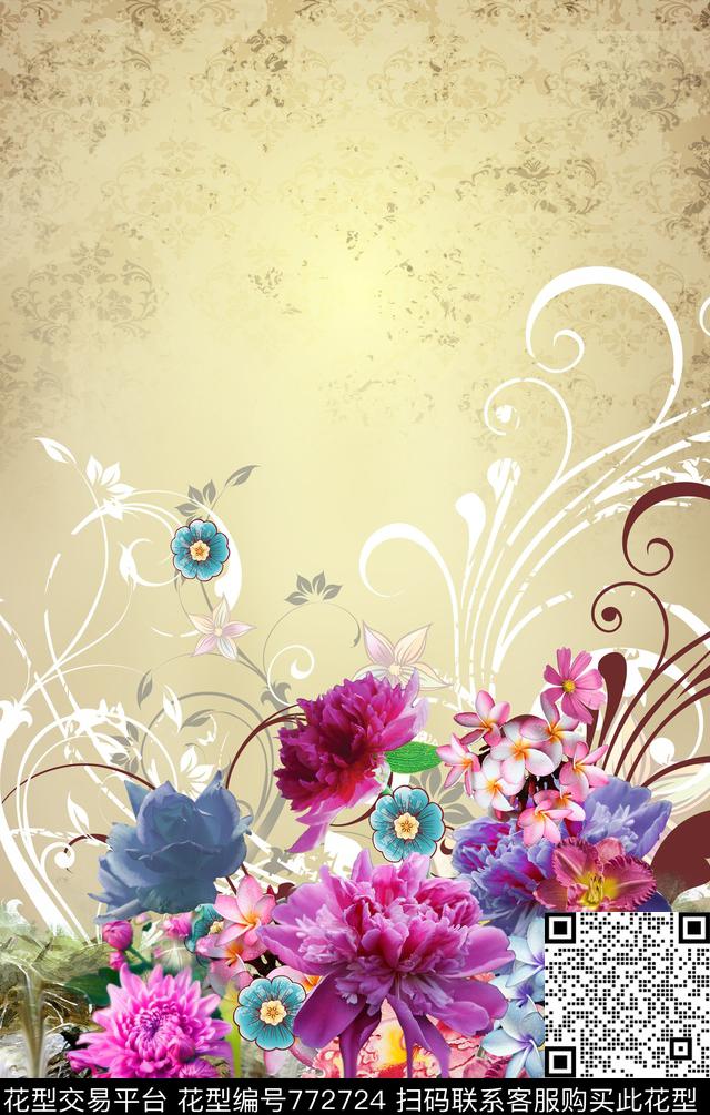 LZY141.jpg - 772724 - 百合 兰花 花卉 - 数码印花花型 － 女装花型设计 － 瓦栏