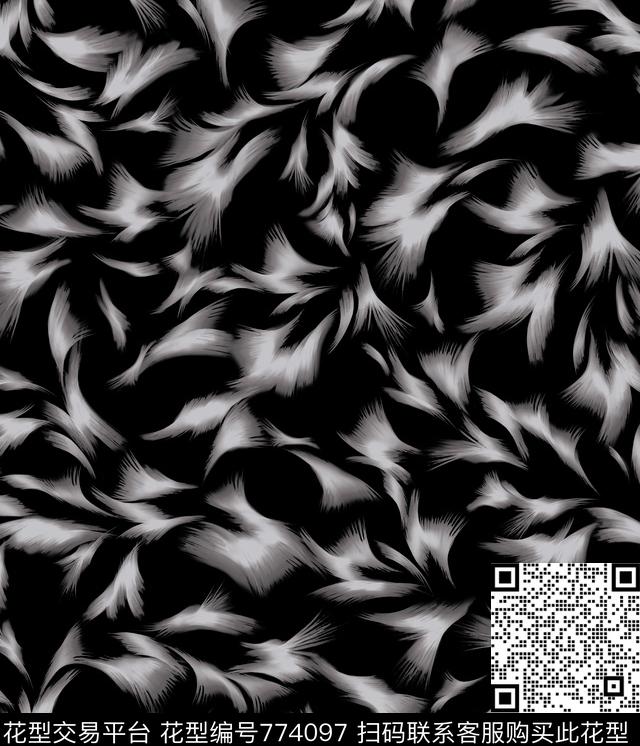 17-008.tif - 774097 - 风 羽毛 抽象 - 数码印花花型 － 女装花型设计 － 瓦栏