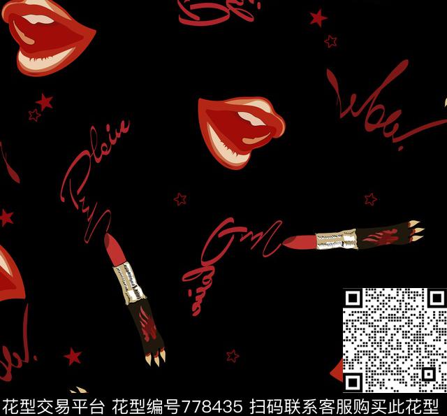 WL41-1.jpg - 778435 - 嘴唇 SLY 口红 - 数码印花花型 － 女装花型设计 － 瓦栏