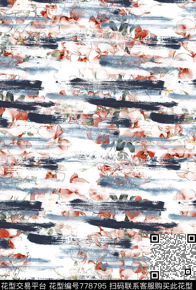 植物中国风国画数码印花花型下载（图片编号: 778795） - 瓦栏（Walan）