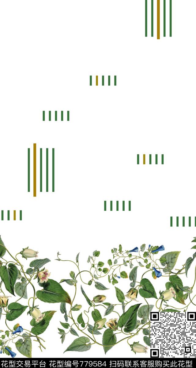 几何花朵花卉数码印花花型下载（图片编号: 779584） - 瓦栏（Walan）