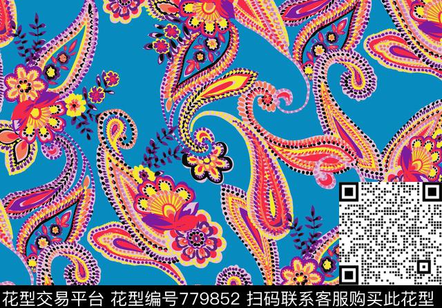 17-2-025.tif - 779852 - 热带 火腿画 花卉 - 传统印花花型 － 女装花型设计 － 瓦栏