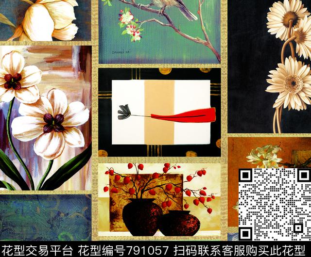 油画花朵.tif - 791057 - 几何 手绘 水彩 - 数码印花花型 － 女装花型设计 － 瓦栏