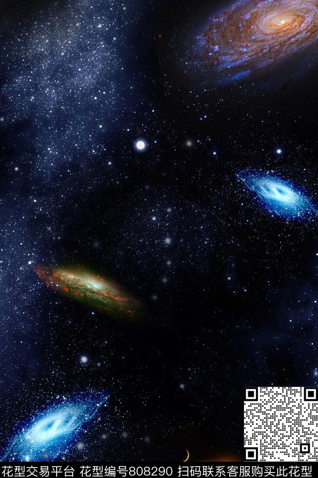 星空星球梦幻数码印花花型下载（图片编号: 808290） - 瓦栏（Walan）