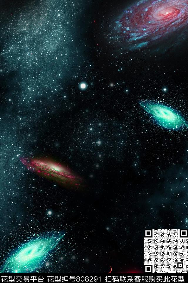 星空星球梦幻数码印花花型下载（图片编号: 808291） - 瓦栏（Walan）