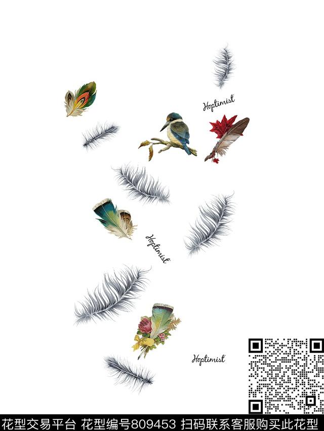 鸟动物商务数码印花花型下载（图片编号: 809453） - 瓦栏（Walan）