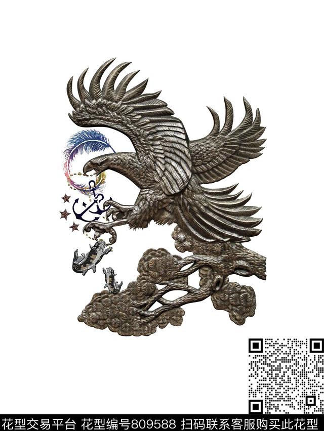 老鹰动物商务数码印花花型下载（图片编号: 809588） - 瓦栏（Walan）